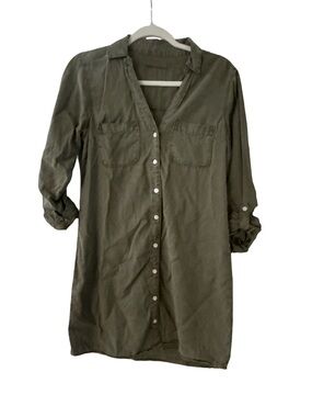 Abercrombie & Fitch Button-Front Olive Green Shirt Dress Size Small